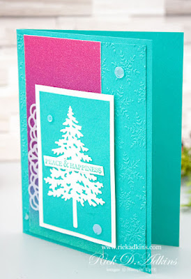 Learn How to make my In the Pines Peace & Happiness Christmas Card click to learn more!