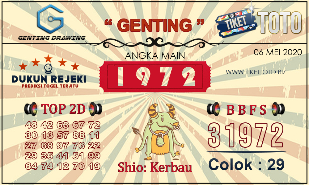 Prediksi Togel GENTING DRAWING TIKETTOTO 06 MEI 2020