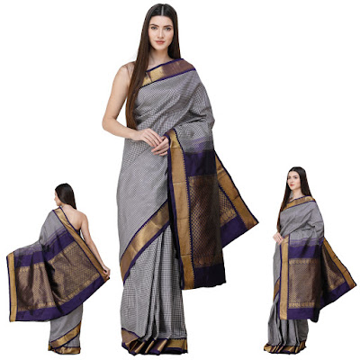 Blue-Ribbon Kanjivaram Sari from Bangalore Blue-Ribbon Kanjivaram Sari from Bangalore