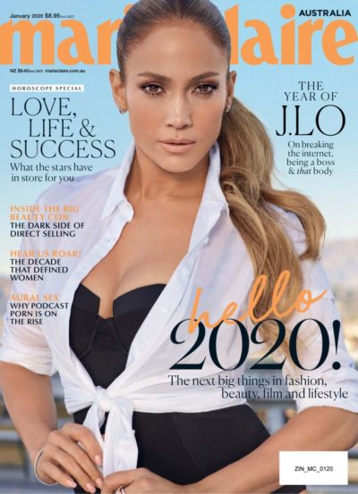 Jennifer Lopez Marie Claire Magazine Australia January 2020 cover