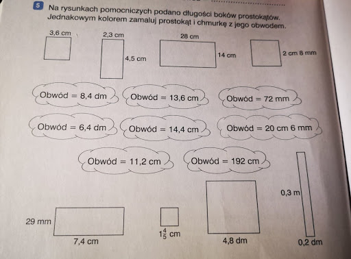 Liczymy Obwody Sprawdzian Kl 3 - Piątaki z SP4 liczą: Obwody prostokątów i kwadratów - ćwiczenia