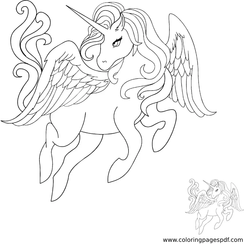 Coloring Page Of A Unicorn Flying