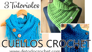 Bufandas Cortas con Estilo para Tejer en Casa / 3 Tutoriales Crochet