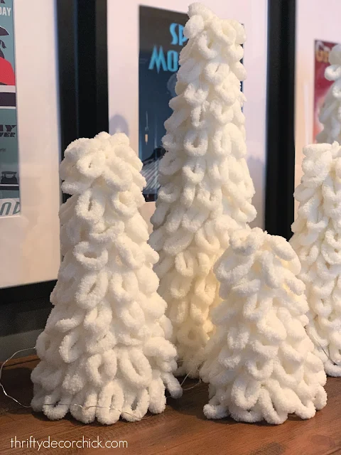 How to Make Yarn-Wrapped Syrofoam Cone Trees for Christmas