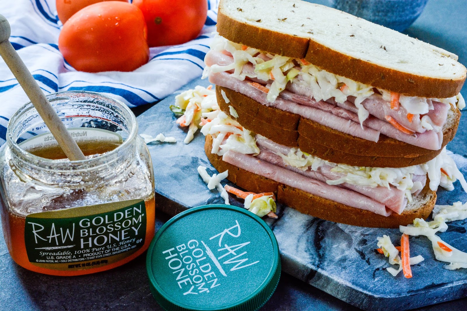 Theresa's Mixed Nuts Ham Sandwich with Coleslaw