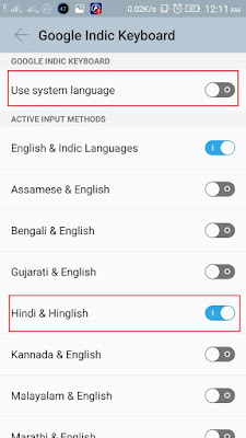 Select Hindi and Hinglish