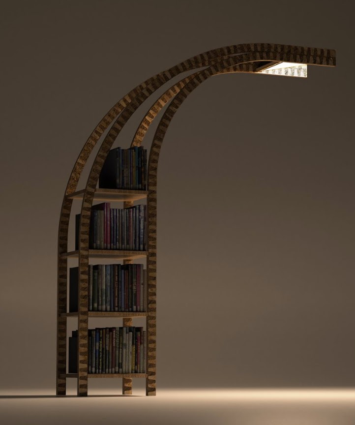 Bookshelf Double J bookcase and lamp