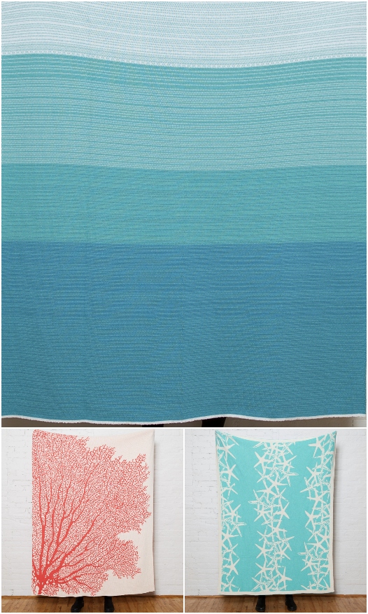 Coastal Beach Throw Blankets Recycled Polyester