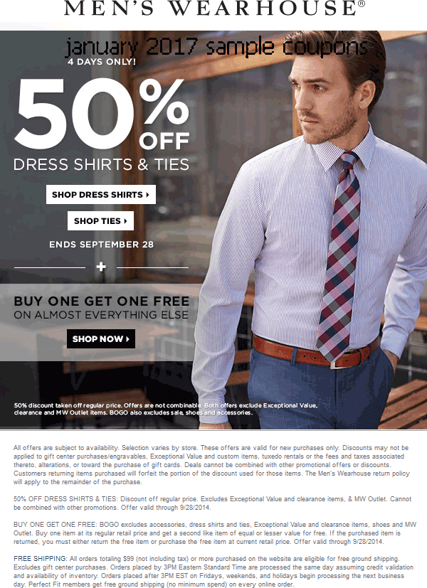 Free Promo Codes and Coupons 2021: Men's Wearhouse Coupons