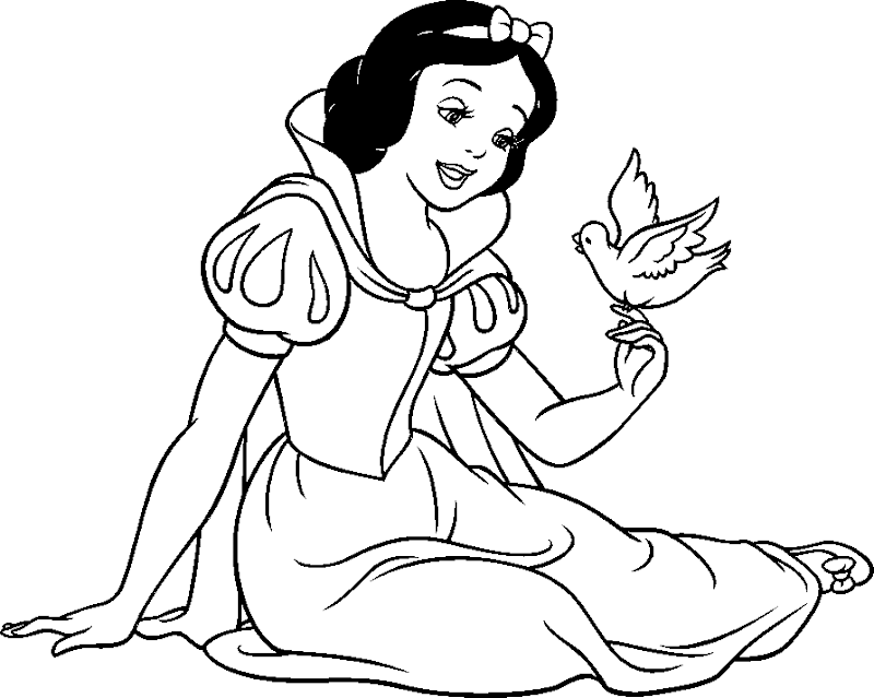 Snow White Along With The Birds - Disney Princess Coloring Pages title=