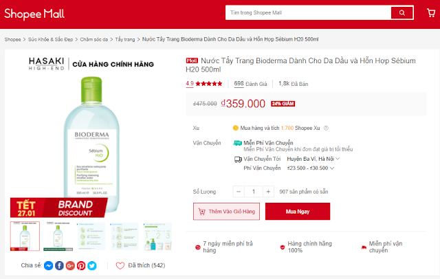 bioderma xanh gia bao nhieu