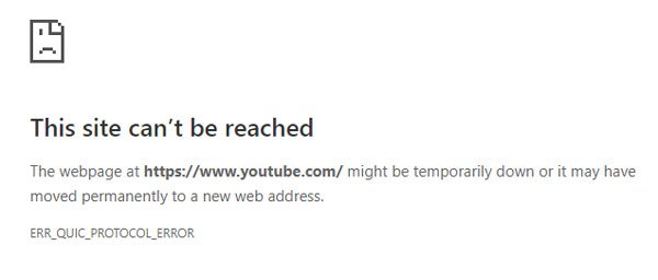 ERR_QUIC_PROTOCOL_ERROR in Google Chrome
