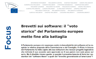 Brevetti software: sì, no, forse 2 comunicato EU brevetti software