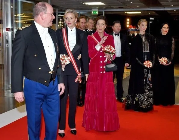 Prince Albert II, Princess Charlene, Princess Caroline and Beatrice Borromeo Casiraghi at the gala evening