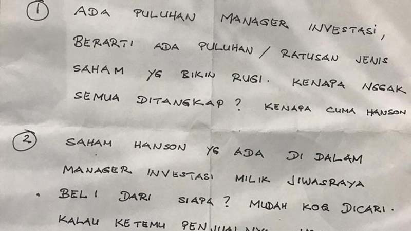 Tersangka Jiwasraya Benny Tjokro Tunjukkan Surat: Kenapa Tak Semua Ditangkap? Tersangka Jiwasraya Benny Tjokro Tunjukkan Surat: Kenapa Tak Semua Ditangkap?