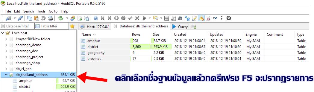HeidiSQL การ Import ฐานข้อมูลจากไฟล์ SQL
