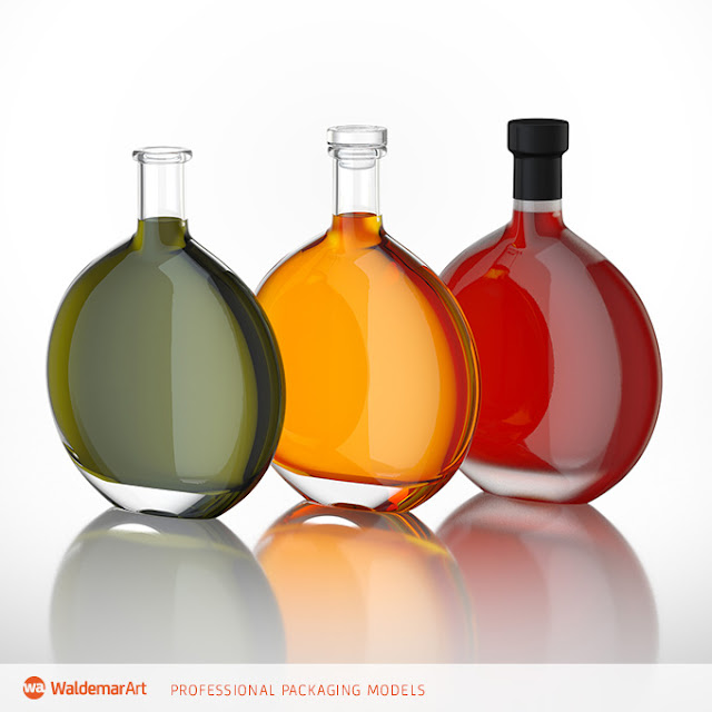 5 Examples of Stunning 3D Models of Bottles For Beverage And Several