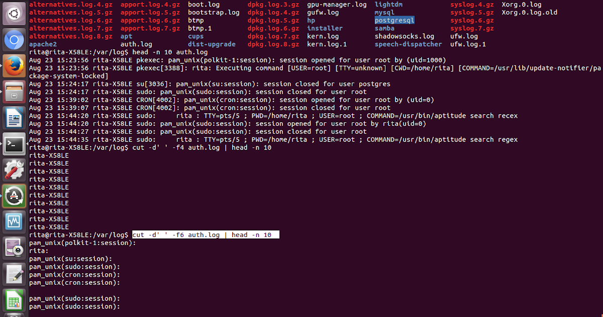 Linux administrator. An example of 'head' and ' cut' example.