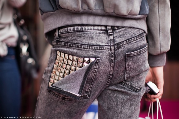 Studded jeans street style