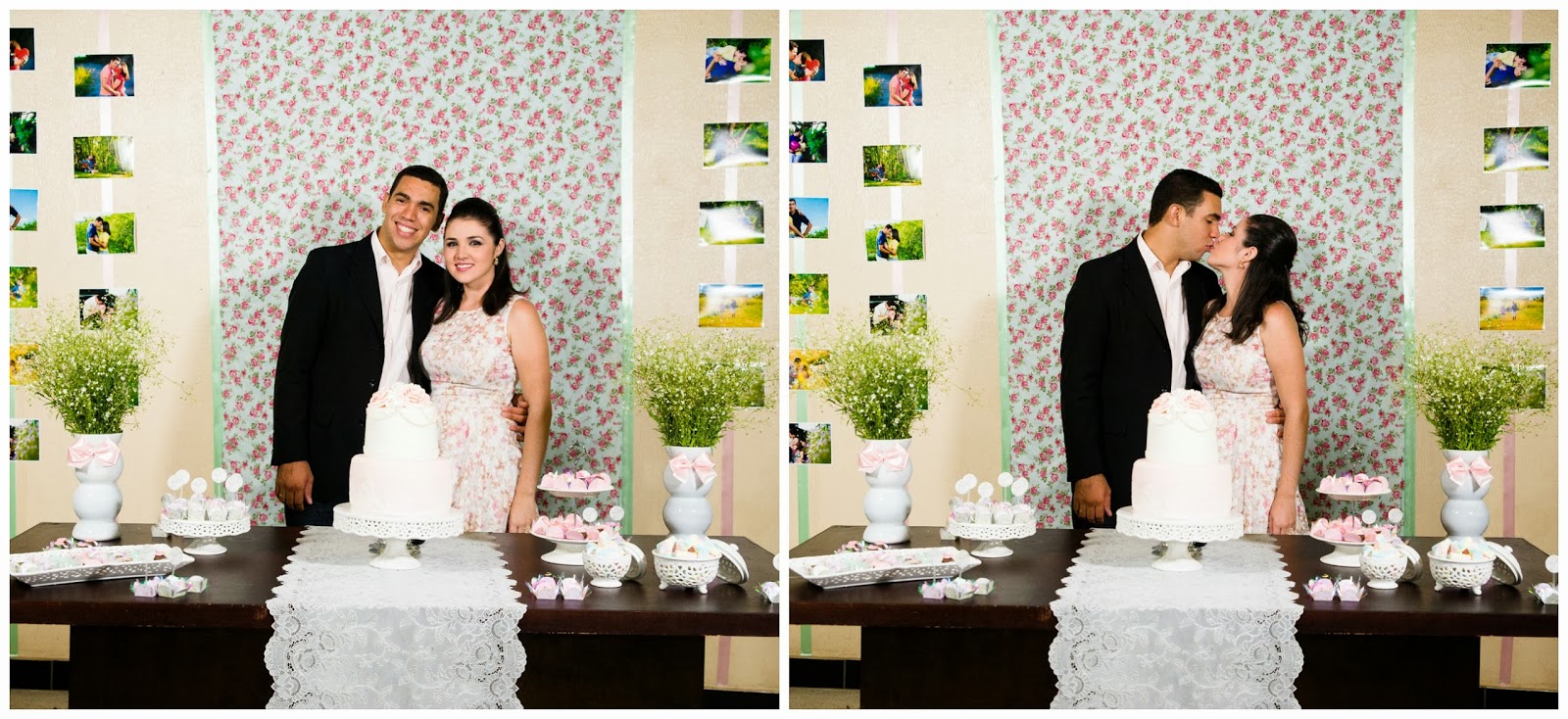 noivado - noivos - decoracao - mesa do bolo - fotos na decoracao - blog de casamento noivado - noivos - decoracao - mesa do bolo - fotos na decoracao