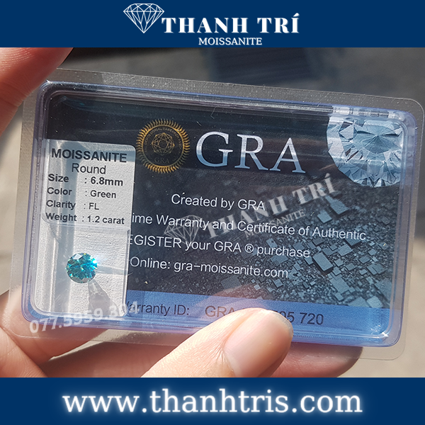 Kim cương Moissanite GRA Round 6ly8 Xanh Lá