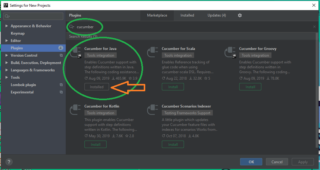 Cedaniel200 Instalación Plugin Cucumber