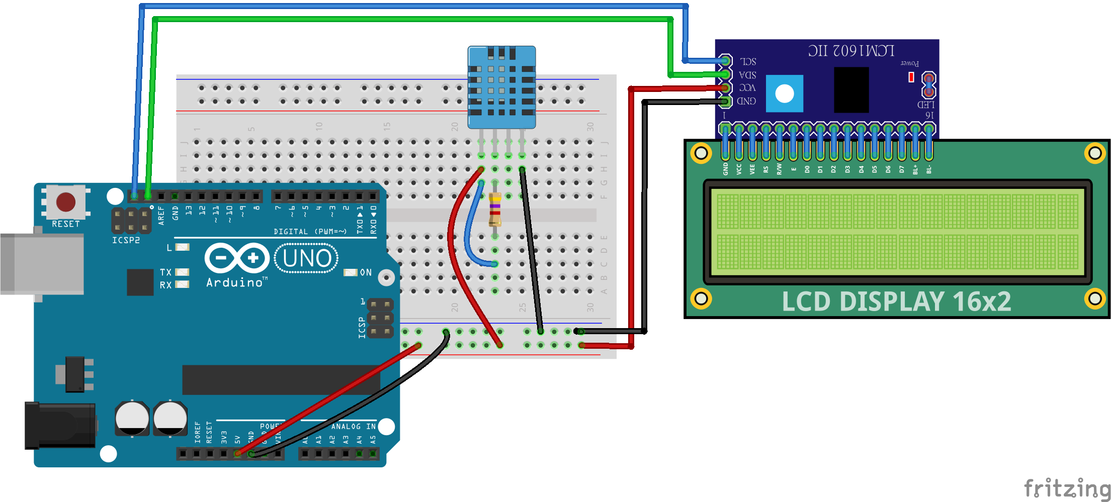 Arduino筆記(9):DHT11溫濕度感應偵測與LCD顯示