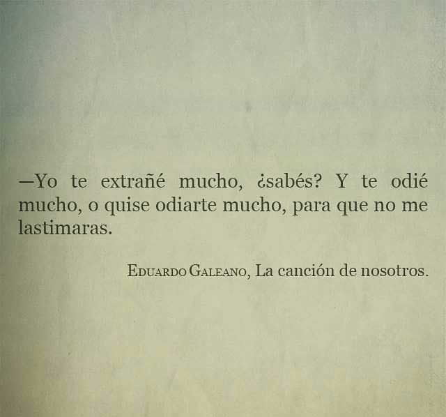 Yo te extrañé mucho ,sabés? y te odié mucho oquise odiarte mucho