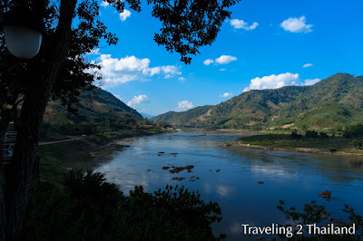 View over the Mekong River and Laos Motorbike Riding in North Thailand