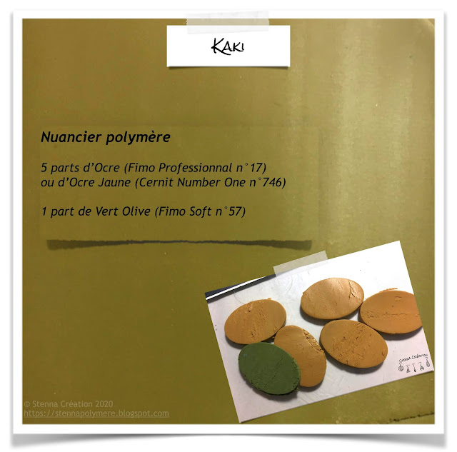 Nuancier polymère Kaki avec Ocre vert Olive Stenna Création