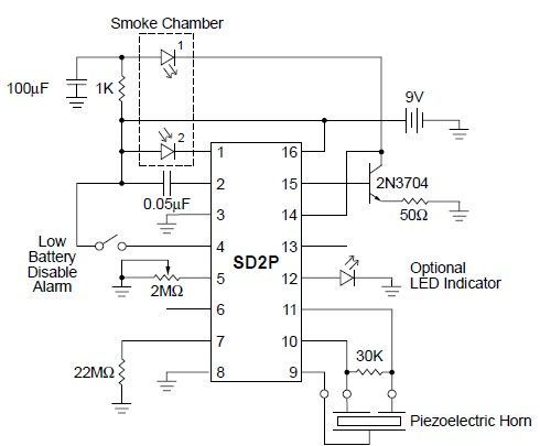 ENGINEERING PROJECTS: Smoke Detector circuit diagram using SD2 IC