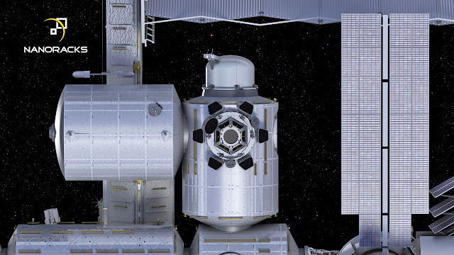 Artist's rendering of NanoRacks Airlock Module attached to ISS. Image Credit: NanoRacks