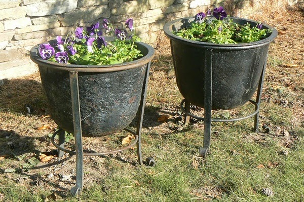 Wrought iron garden planters