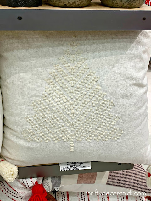 Cream holiday pillows with tree reindeer design