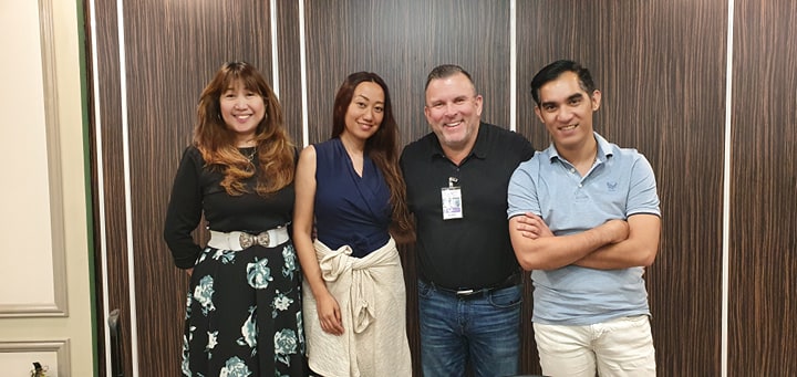Trisha Sebastian With Olympus Peak Philippines Director of Operations Malou Sebastian, Digital Marketer's Co-Founder Perry Belcher and Philippines' Top Security Guard Agency Owner Roger Sambrano