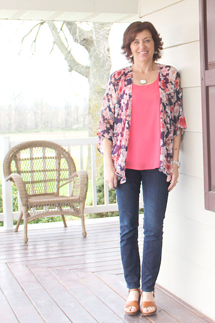 IndieSew Florence Kimono by Sew Caroline sewn into the perfect spring topper with Polyester Chiffon from Style Maker Fabrics