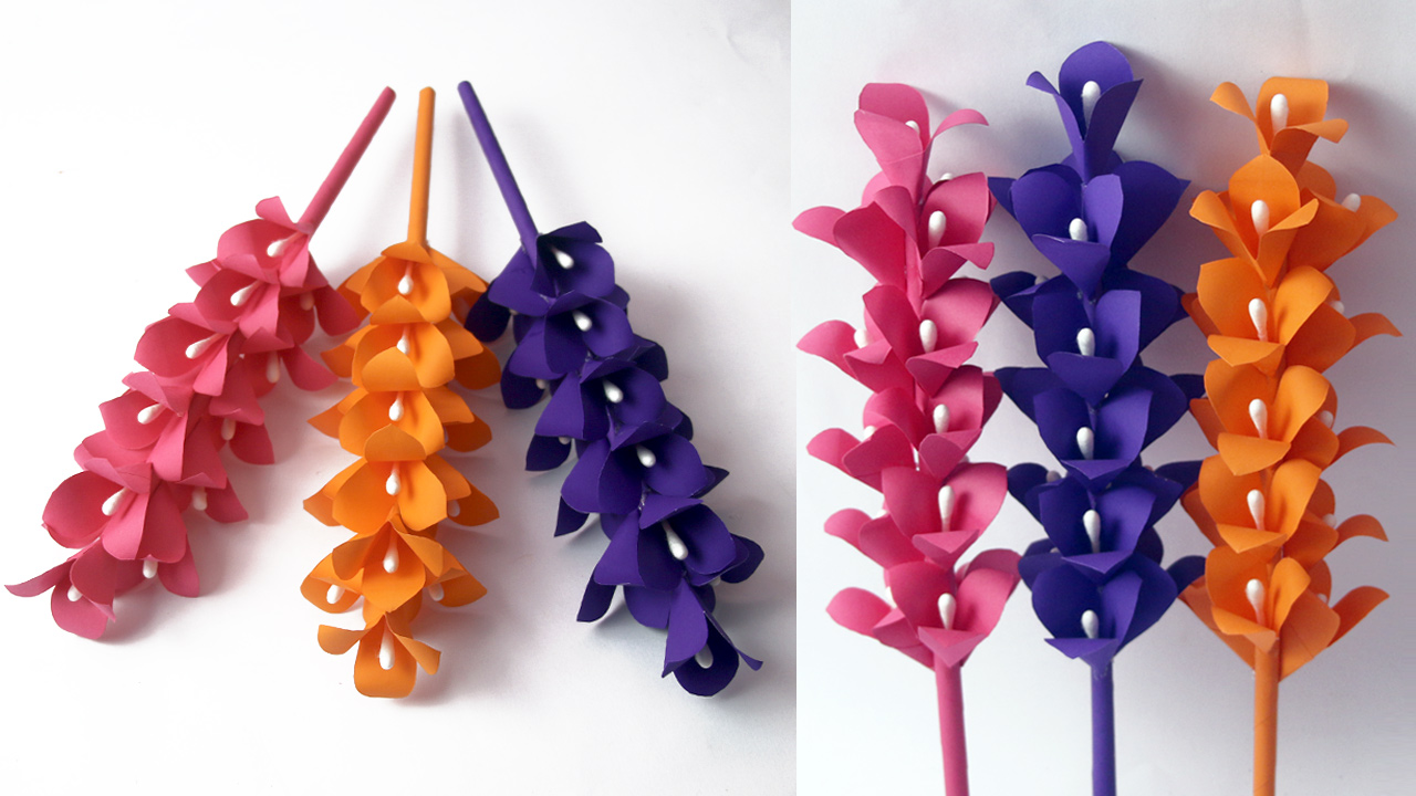 Colors Paper Easy Making DIY Paper flower Stick /How to Make Beautiful