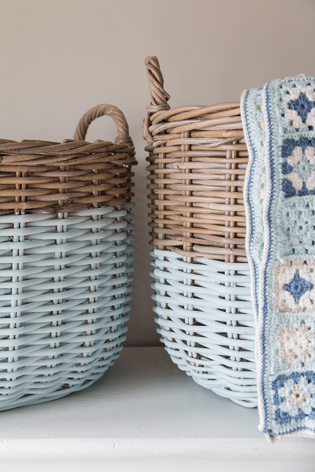 We Made This Home Painted Wicker Storage Baskets