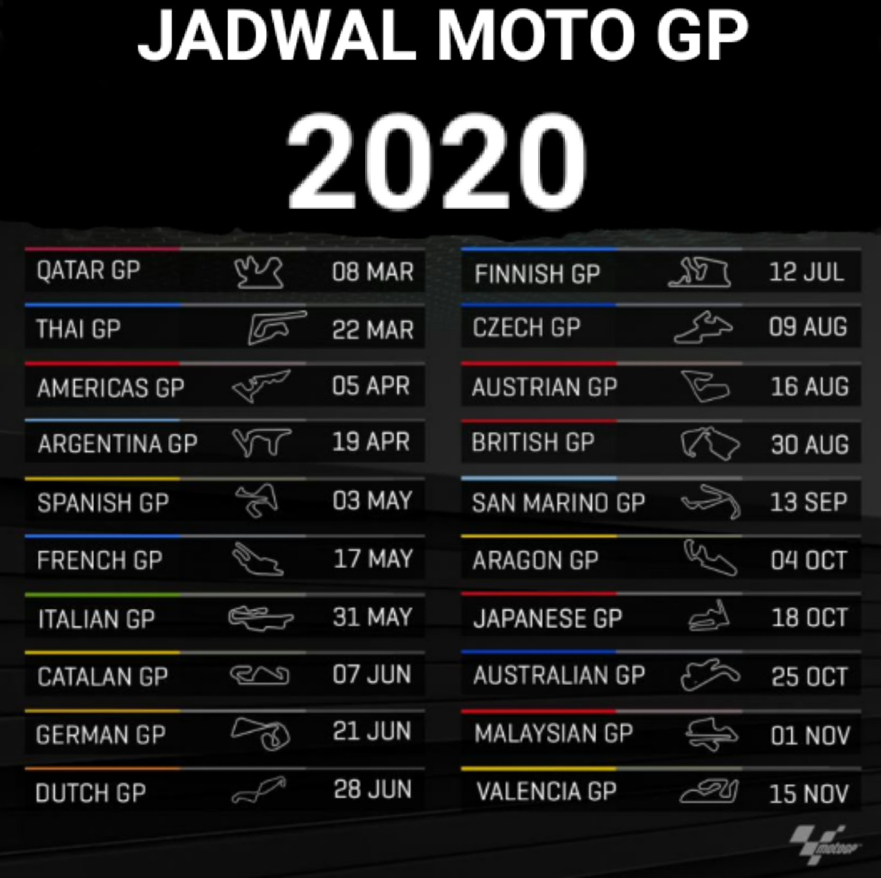jadwal MOTO GP 2020 terbaru