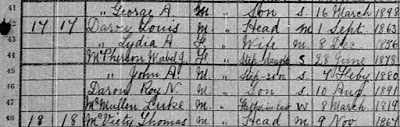 1901 census of Canada, Ontario, district 81, sub-district f-2, p. 2, dwelling 17, family 17, household of Louis Darou; RG 31; digital images, Library and Archives Canada, Library and Archives Canada (www.bac-lac.gc.ca : accessed 20 Feb 2021); citing microfilm T-6478.