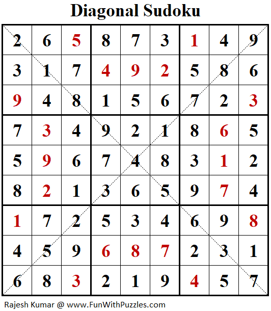 Diagonal Sudoku Puzzle (Fun With Sudoku 291)