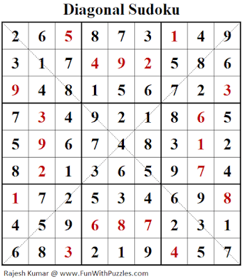 Answer of Diagonal Sudoku Puzzle (Fun With Sudoku #291)