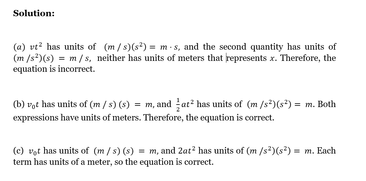 37 Ii Three Students Derive The Following Equations In Which X Refers To Distance Traveled V The Speed A The Acceleration M S2 T The Time And The Subscript Zero 0 Means A