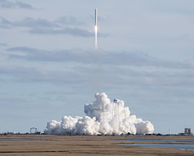 The Northrop Grumman Antares rocket, with Cygnus resupply spacecraft onboard, launches from Pad-0A, Saturday, Feb. 15, 2020 at NASA’s Wallops Flight Facility in Virginia.