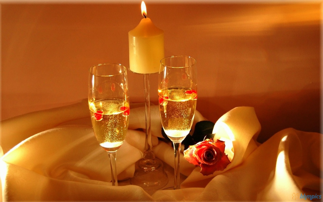 Free Best Pictures Champagne Candle Light Romantic Love 1280x800