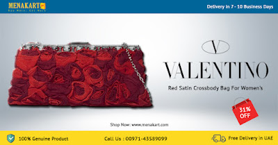 Valentino Red Satin Crossbody Bag For Women's VAL806727 Online