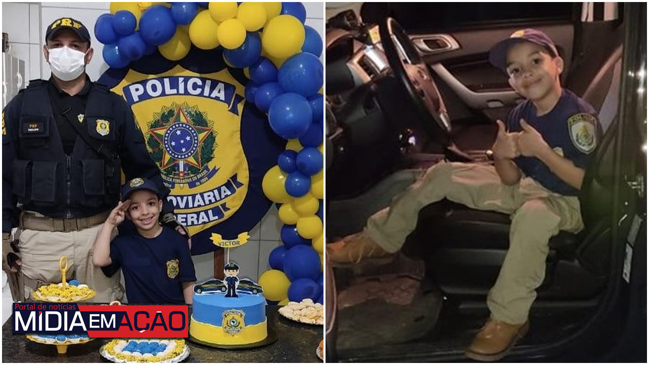 Menino de 6 anos que sonha em ser PRF comemora aniversário com policiais em Garanhuns