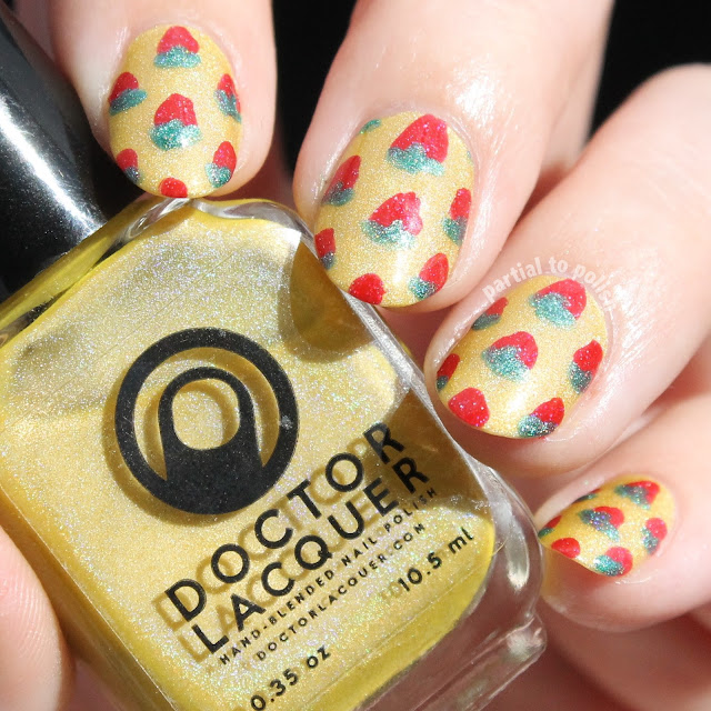 Holographic Strawberries Featuring Doctor Lacquer Carotene Holo, piCture pOlish O'Hara & B Squared Lacquer Change The Game