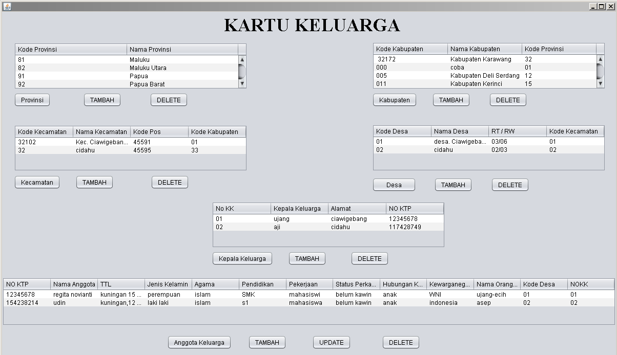 MANIPULASI DATA KARTU KELUARGA