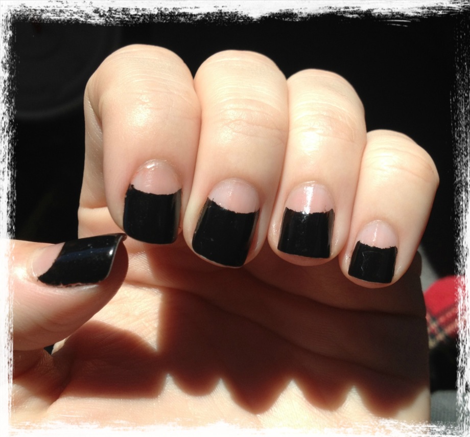 Mermaid Nails: Black and Nude Half Moon Nails